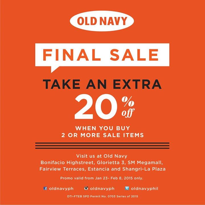 Old Navy Final Sale Jan 2015 Extra 20 OFF Karen MNL