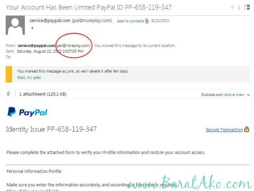 Fake Paypal Spam Scam Email Your Account Has Been Limited