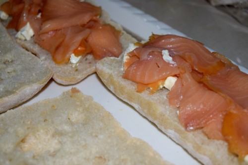 SnR Feb 2016 Smoked Salmon Panini Salmon Filling Close Up